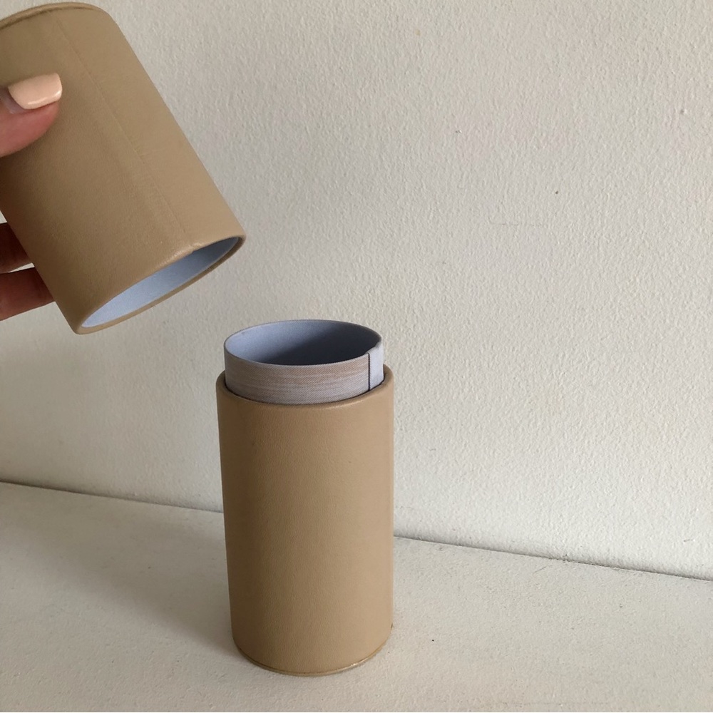 Nude beige makeup brush container